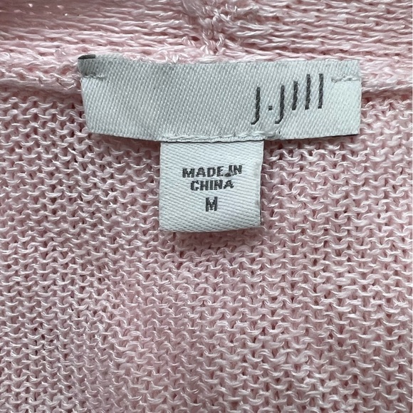 J Jill Pink Lightweight Long Cardigan Sweater Open Front Linen Rayon Size Medium - Picture 4 of 9